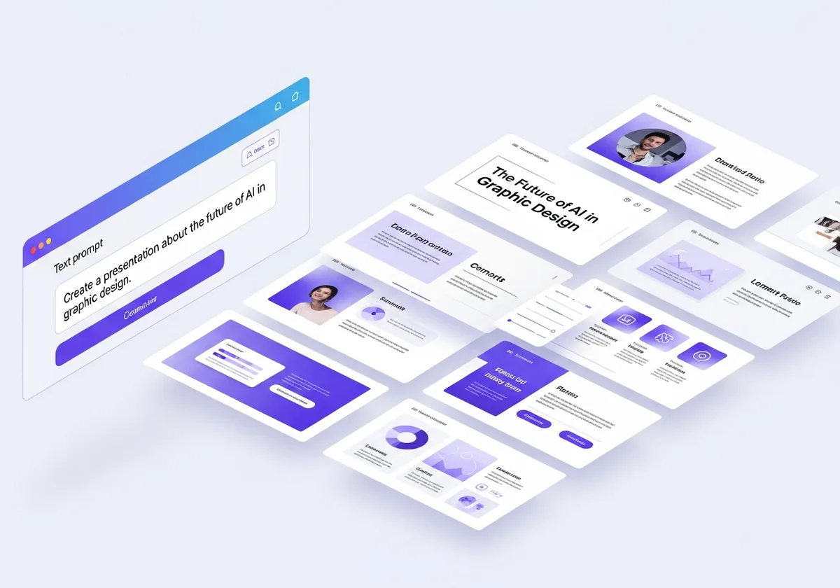 Canva Magic Studio интерфейс — текстов prompt вляво, генерирана презентация вдясно