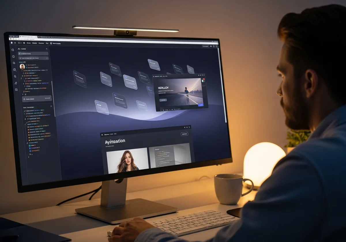 Claude Opus 4.6 генерира CSS анимации за уеб страница в creative workspace