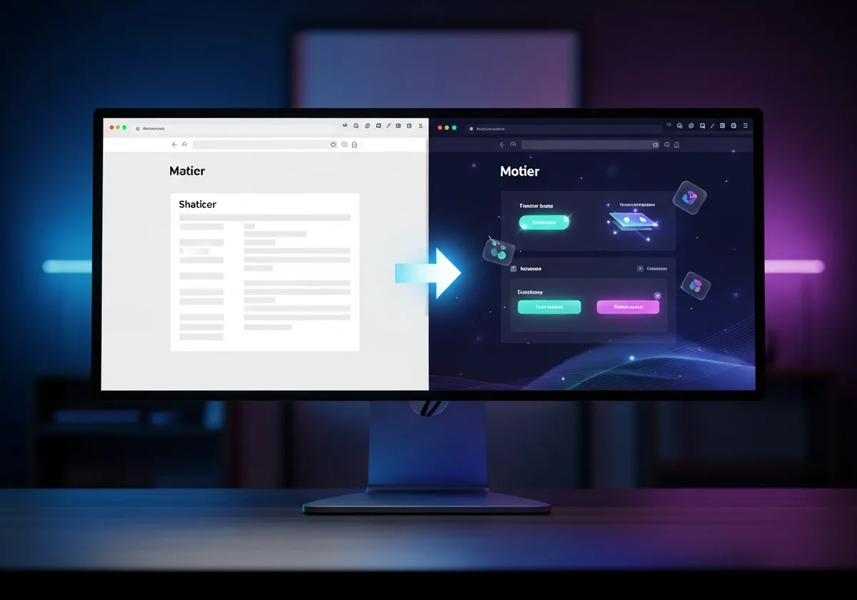 Claude Opus 4.6 уеб анимации — преди и след трансформация на статична страница