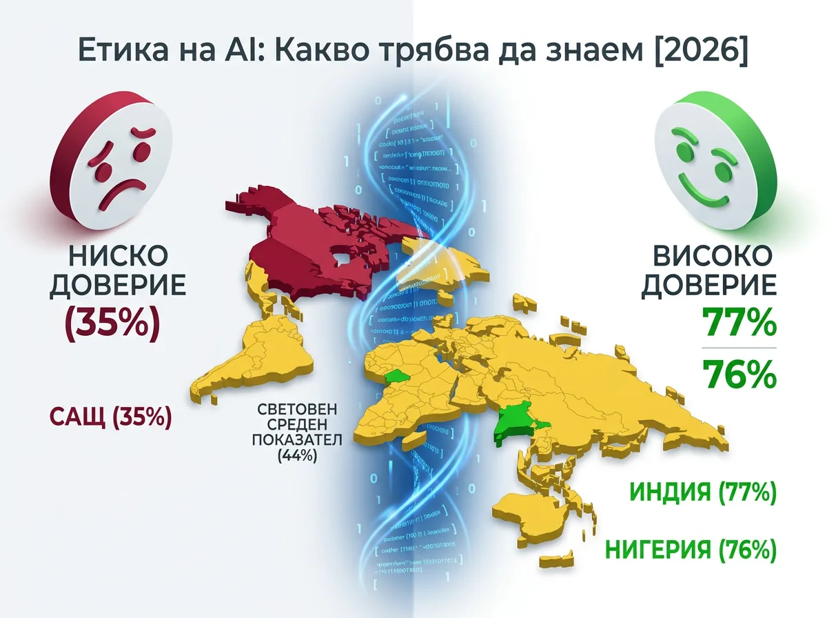 Етика на AI — глобална статистика за доверието в изкуствения интелект