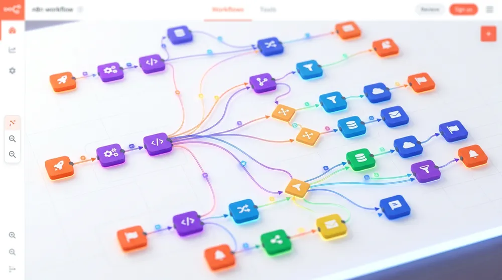 n8n визуален workflow builder с AI агент нодове и автоматизации
