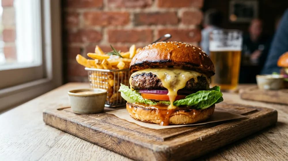 Nano Banana 2 примерен резултат — food фотография на чийзбургер