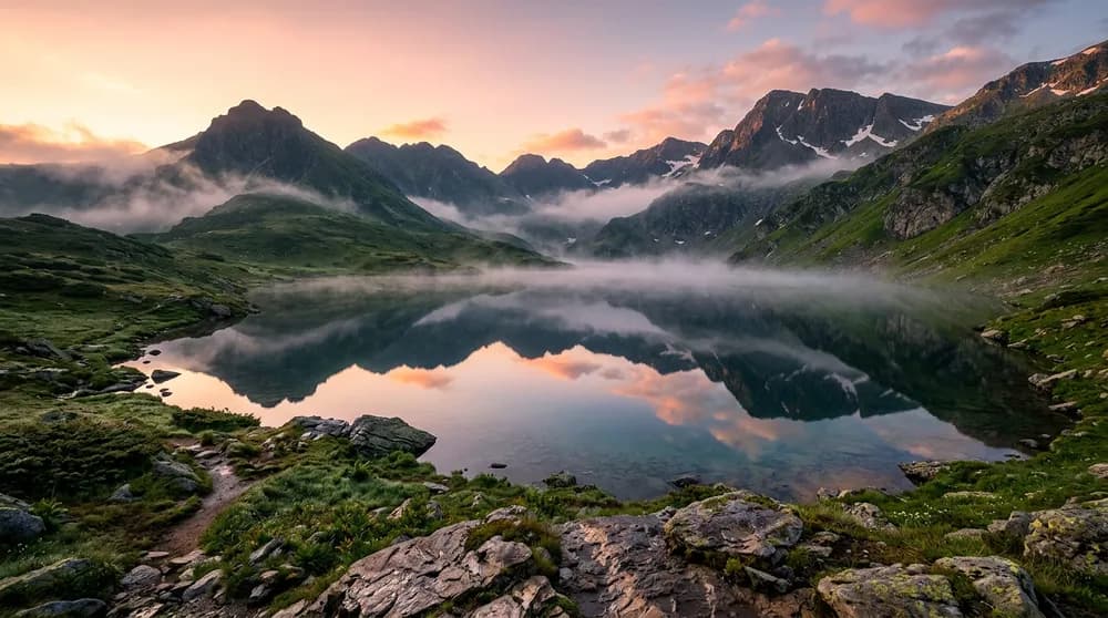 Nano Banana 2 примерен резултат — пейзажна фотография на Рилските езера