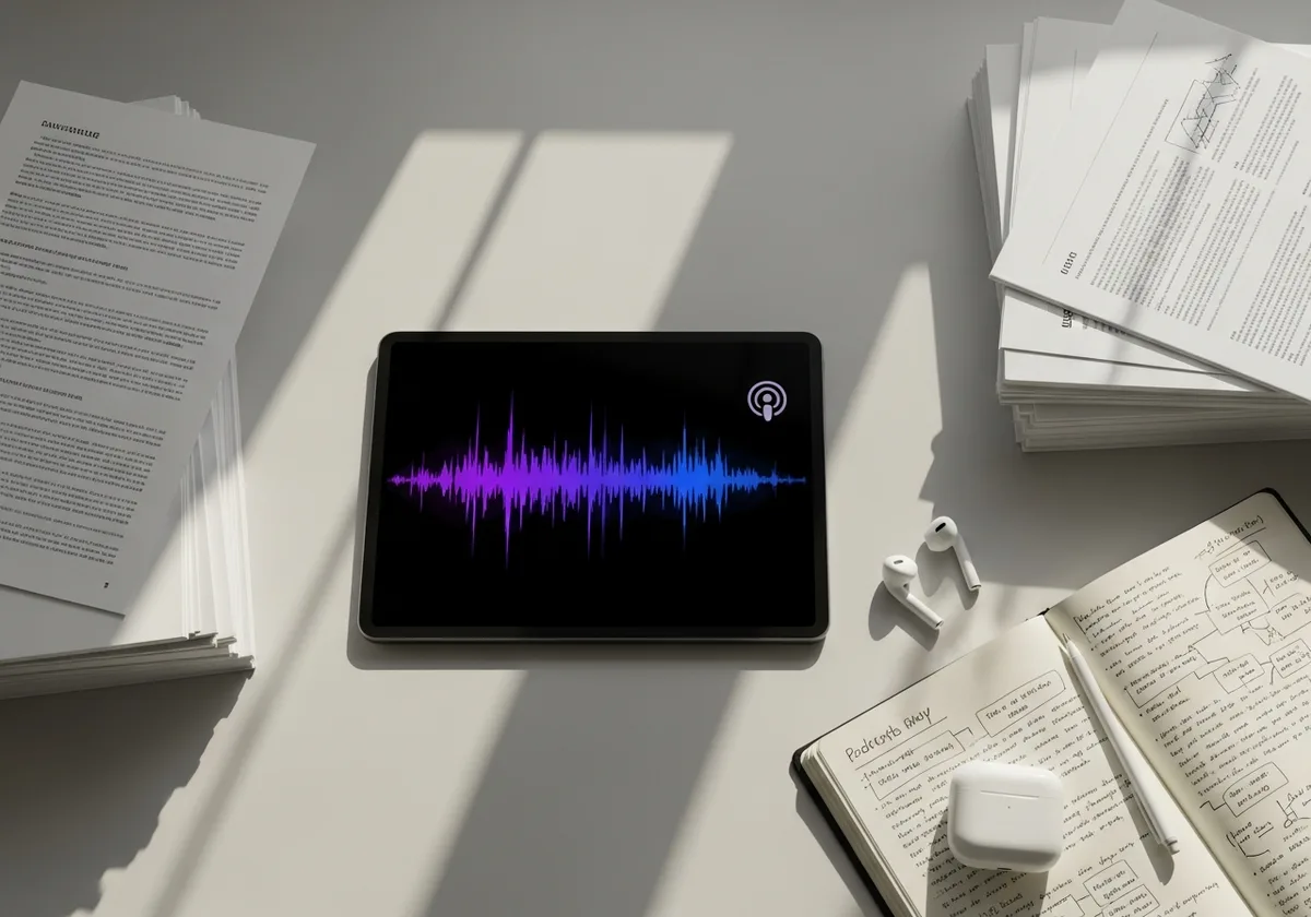 NotebookLM интерфейс с Audio Overview и качени документи за анализ