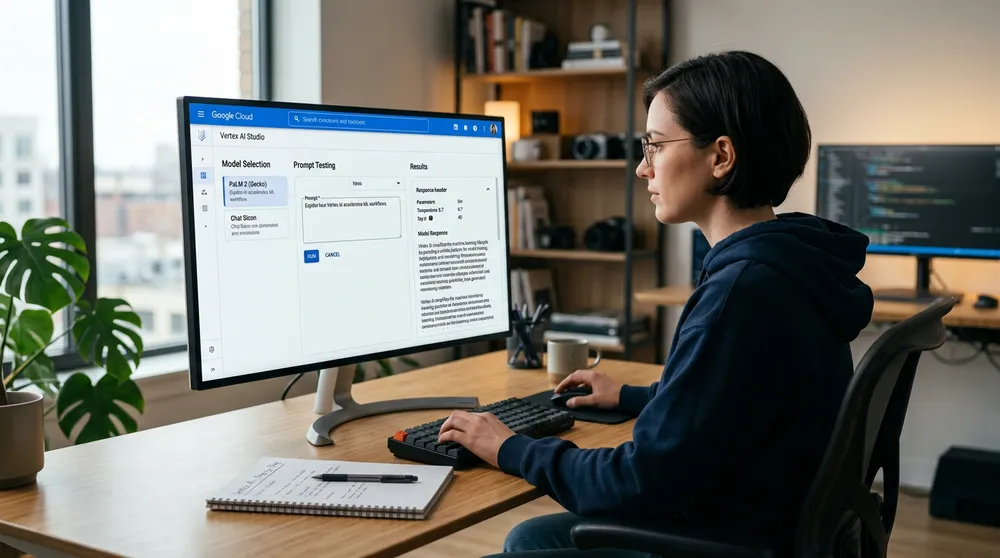 Vertex AI Studio интерфейс за промптване и тестване на Gemini модели в Google Cloud