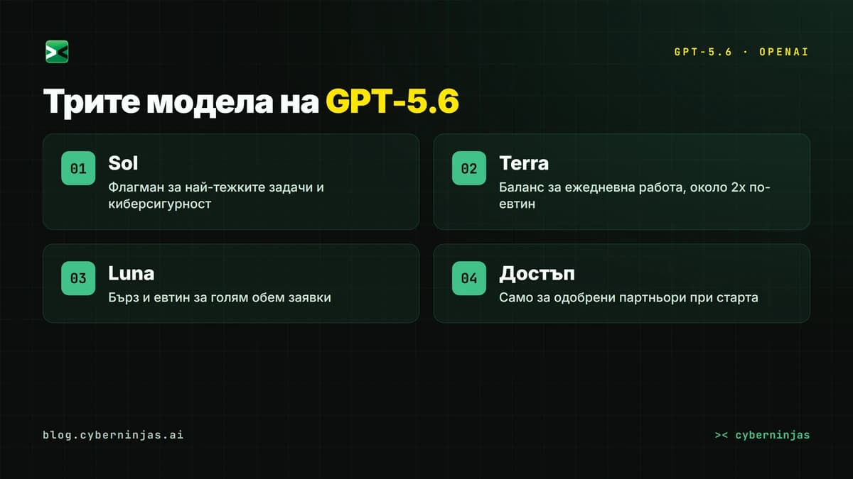 GPT-5.6 Sol, Terra и Luna — трите нива на новите модели на OpenAI