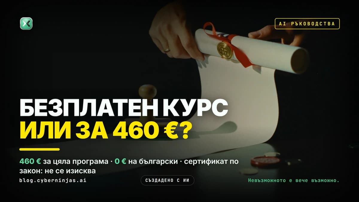 Курс по изкуствен интелект: две ръце държат празна диплома и касова бележка под прожектор