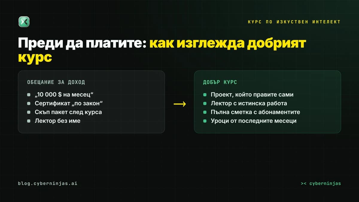 Курс по изкуствен интелект: признаците на добрия курс срещу обещанието за доход