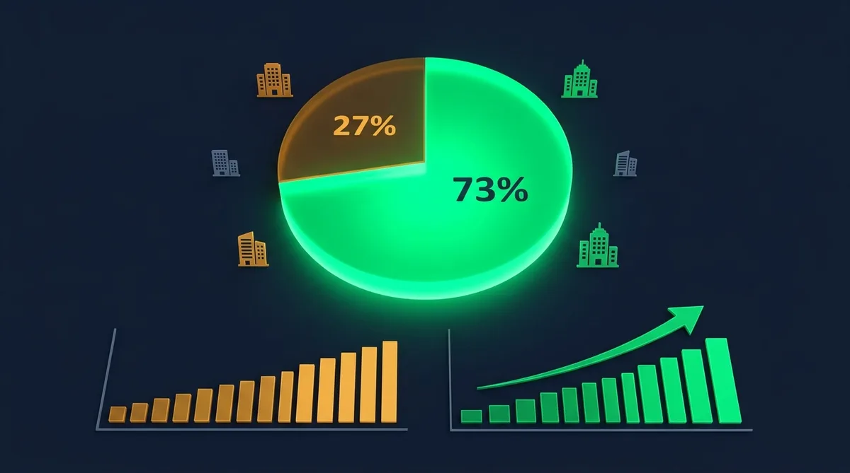 OpenAI vs Anthropic enterprise AI — графика на пазарните дялове при нови клиенти 73% срещу 27%