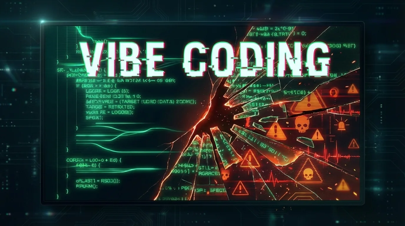 Vibe coding рискове и уязвимости в AI генериран код — визуализация 2026