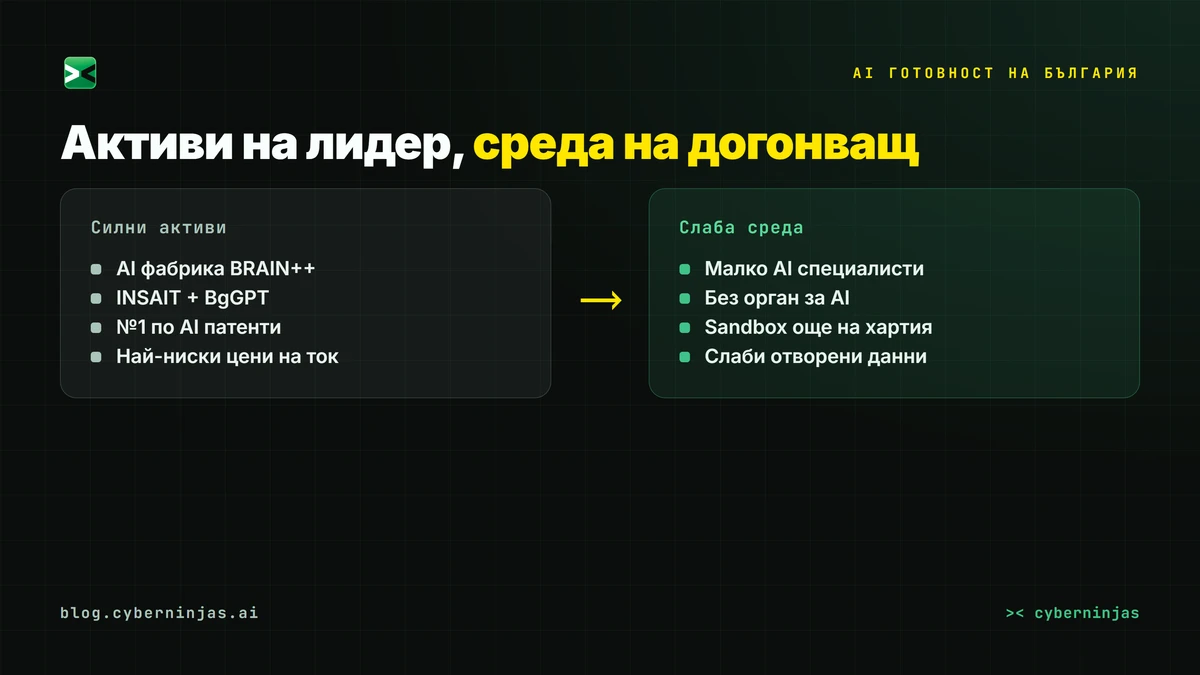 Силните активи и слабата среда зад AI готовността на България
