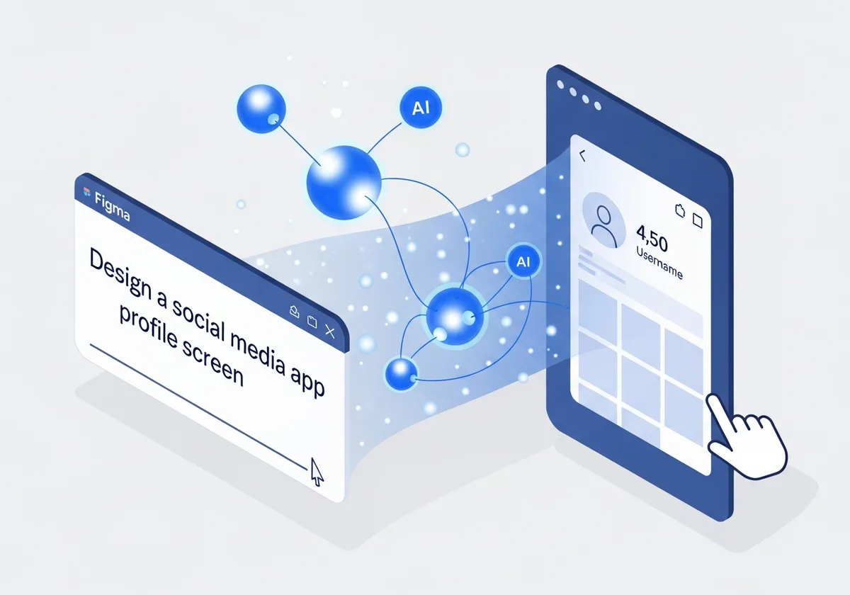 Figma AI работно пространство — prompt се трансформира в UI wireframe