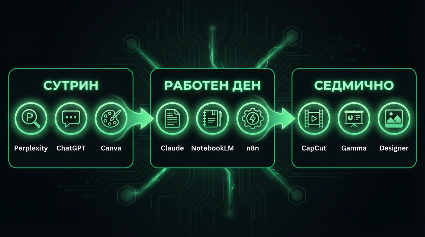 безплатни AI инструменти дневен workflow за малък бизнес