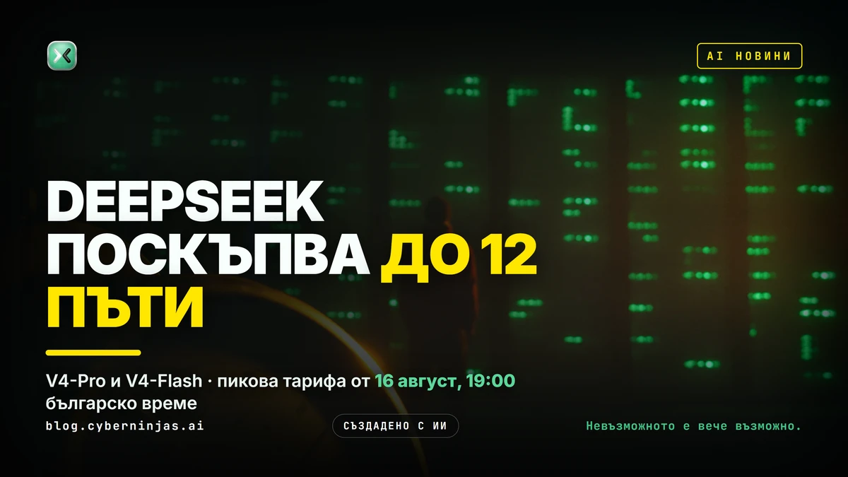 Цените на DeepSeek — новите пикови и извънпикови тарифи за V4-Pro и V4-Flash от 16 август 2026 г.