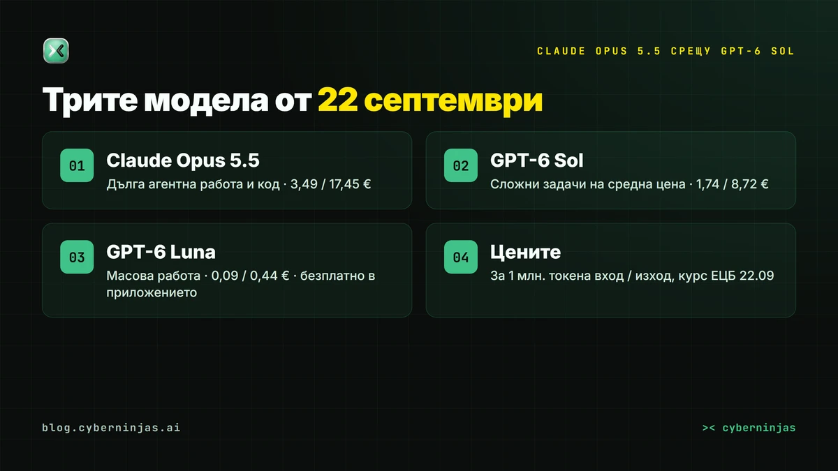 Claude Opus 5.5, GPT-6 Sol и GPT-6 Luna — трите нови модела и за какво служи всеки