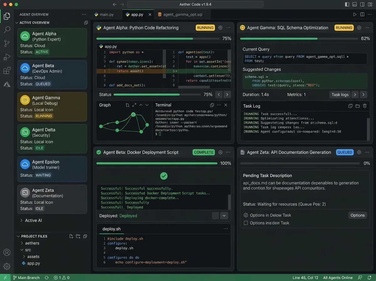 Cursor 3 Agents Window — интерфейс за паралелни AI агенти с multiple agent tabs