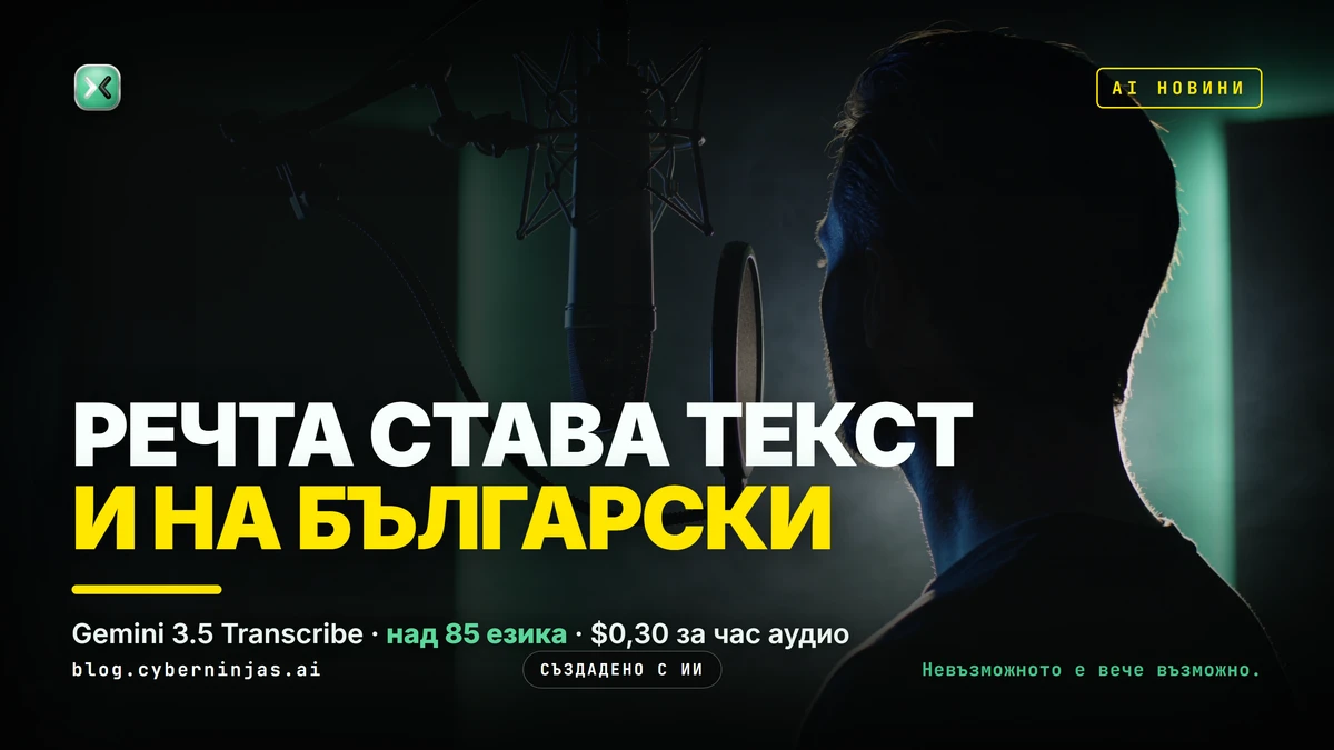 Gemini 3.5 Transcribe превръща записана реч в готов текст на над 85 езика, сред които и българският