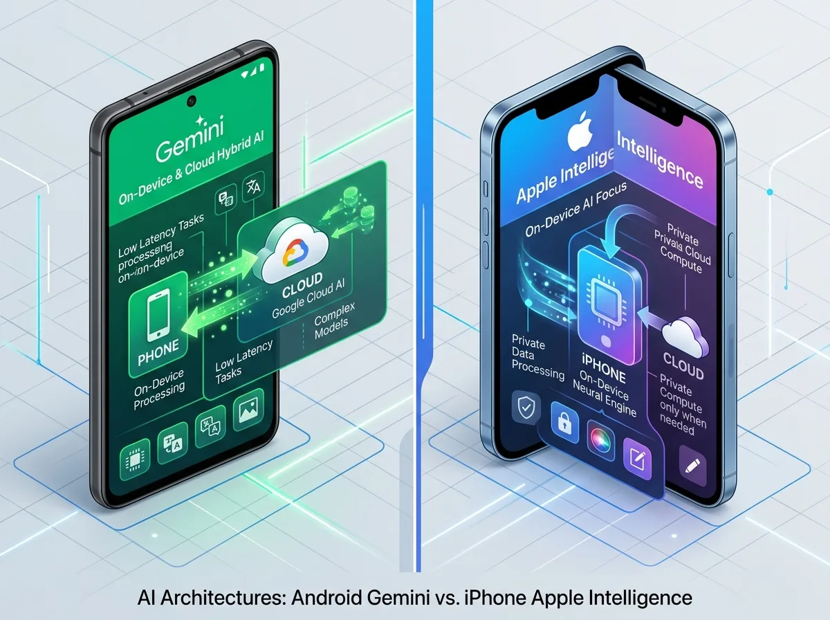 Gemini Intelligence Android срещу Apple Intelligence — сравнение на функциите за AI агент на двата мобилни OS
