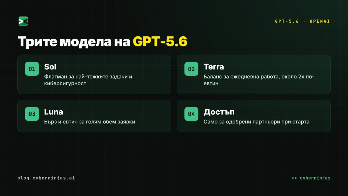 GPT-5.6 Sol, Terra и Luna — трите нива на новите модели на OpenAI
