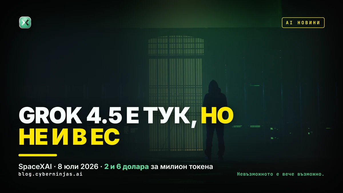 Grok 4.5 — новият AI модел на SpaceXAI, който още не е достъпен в ЕС