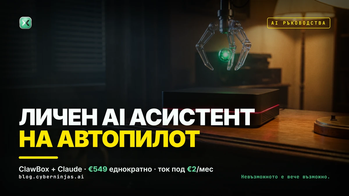 Личен AI асистент у дома — кутията ClawBox на бюро, свързана с Claude като мозък