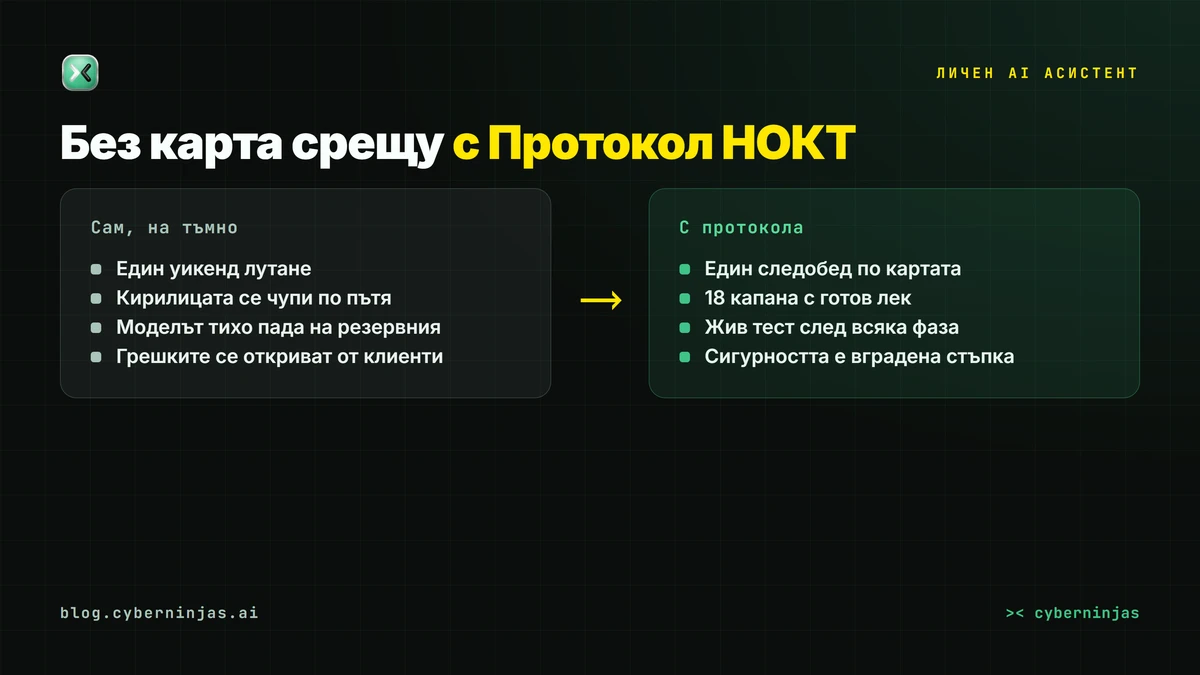 Личен AI асистент без карта срещу с Протокол НОКТ — какво променя готовата карта