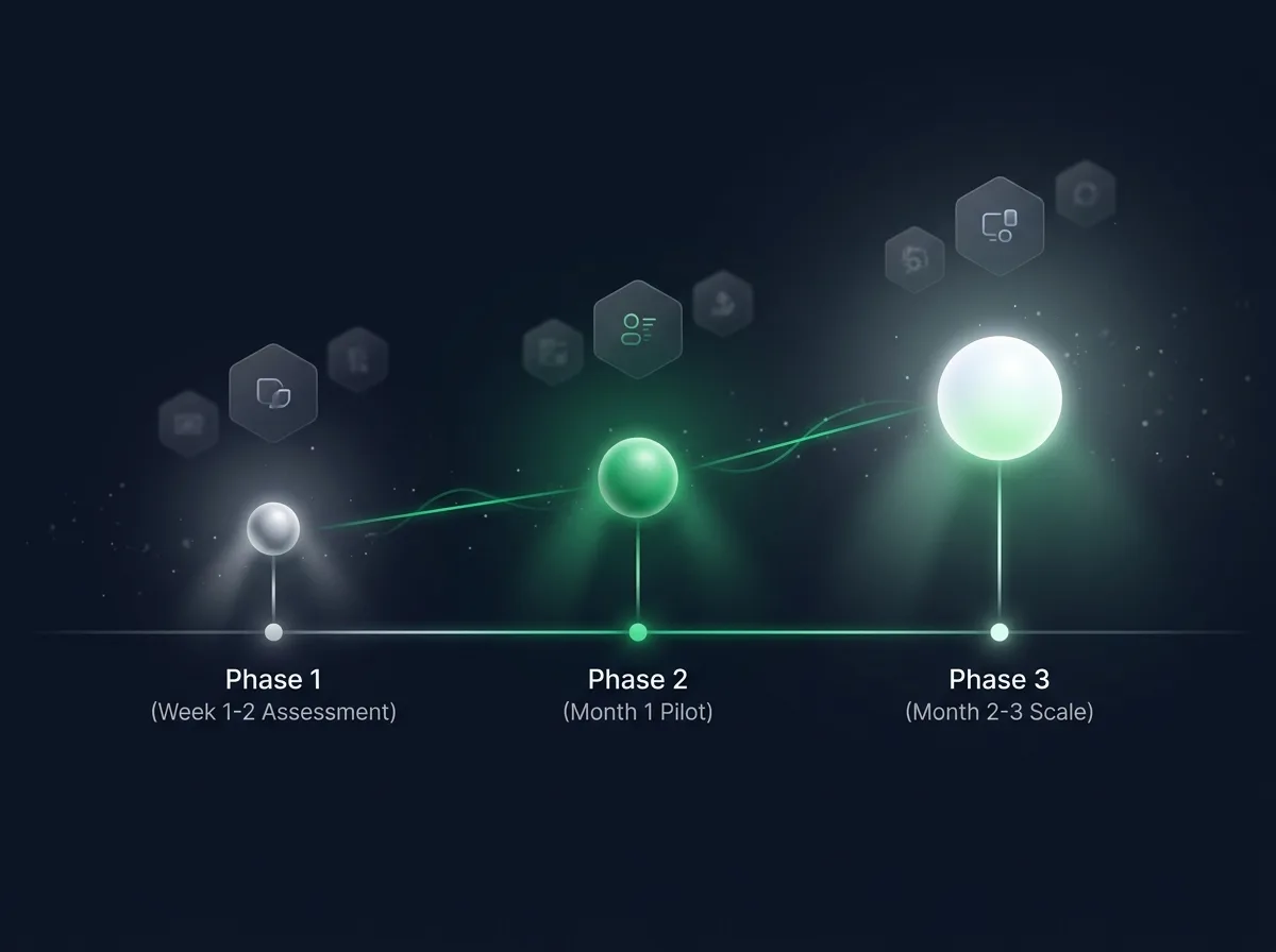 90-дневен план за внедряване на Microsoft 365 Copilot агенти за български SMB — timeline с измерими milestones