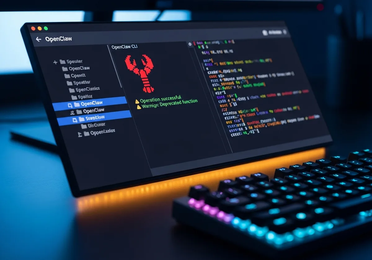 A developer's terminal screen in a dark environment showing OpenClaw CLI interface with multiple colored text outputs —