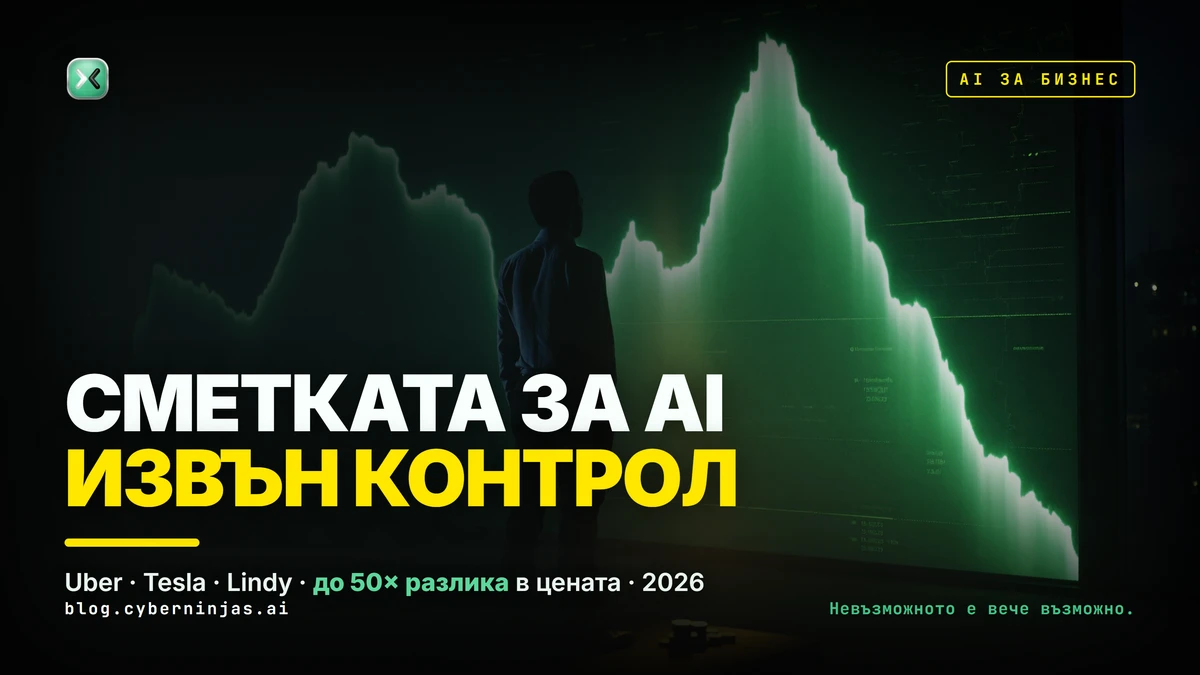 Разходи за AI — предприемач следи бюджета за изкуствен интелект на екран
