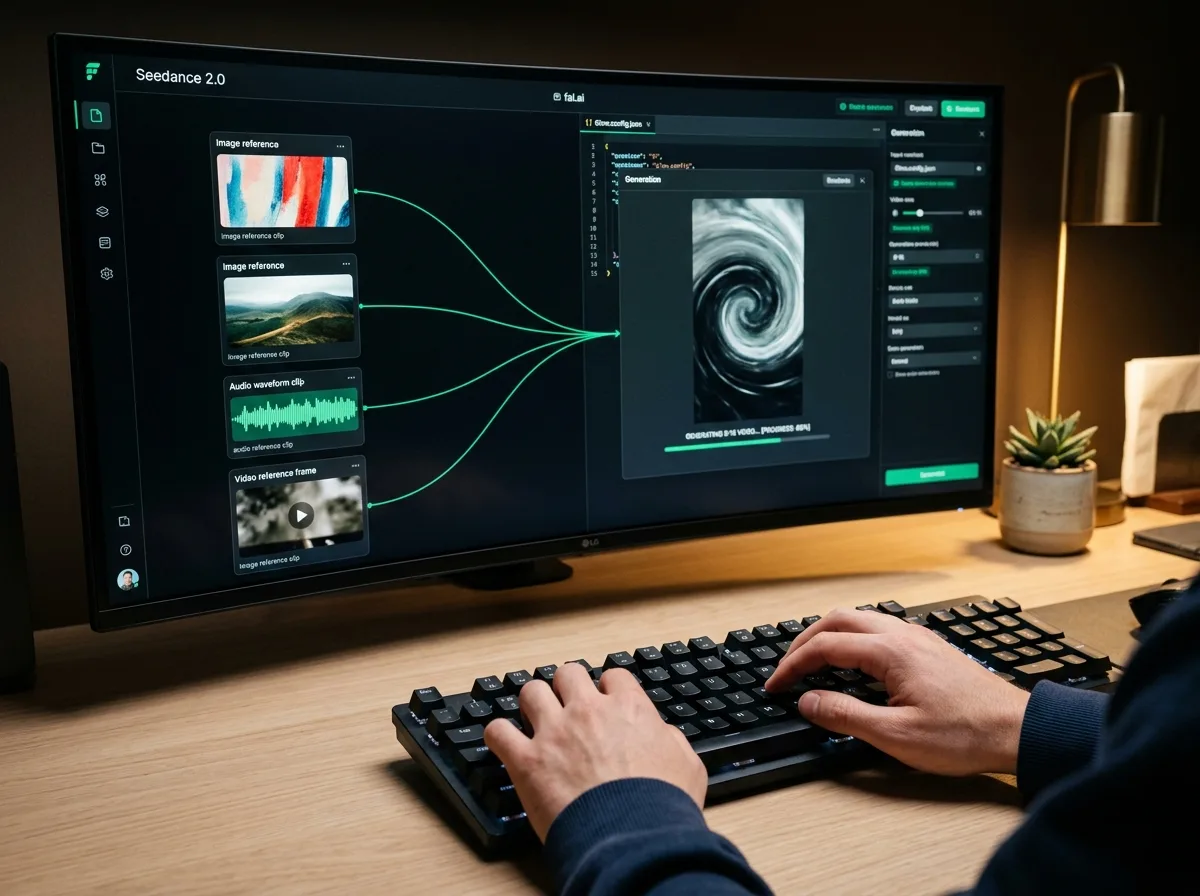 Seedance 2.0 multimodal API workflow — text image audio video едновременно като референции за AI видео генератор